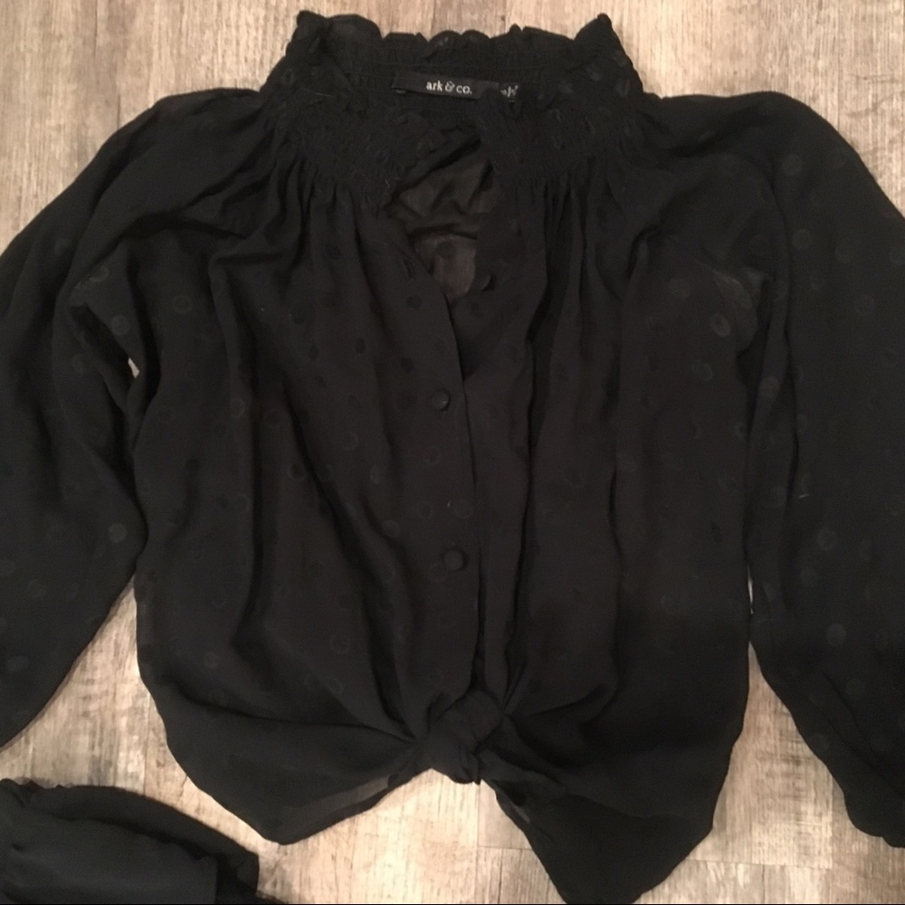 Super cute black sheet shirt with dots.